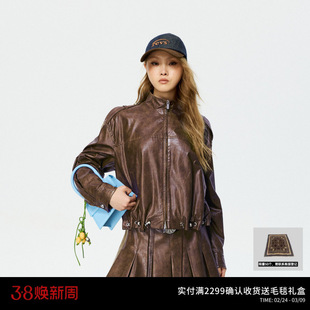 【关晓彤同款】海宁新款春秋装头层羊皮真皮皮衣短外套