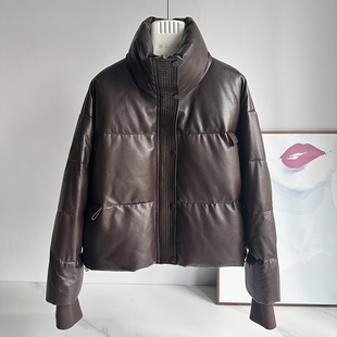 2026年冬新款时尚女百搭休闲真皮鹅绒羽绒服高端绵羊皮外套短款