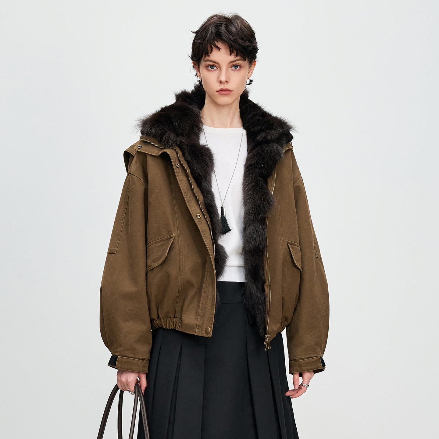 派克服2025冬新款进口狐狸毛皮草