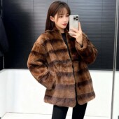 有实拍真毛横排雷克斯獭兔皮草外套女2026美拉德风兔毛毛V领大衣