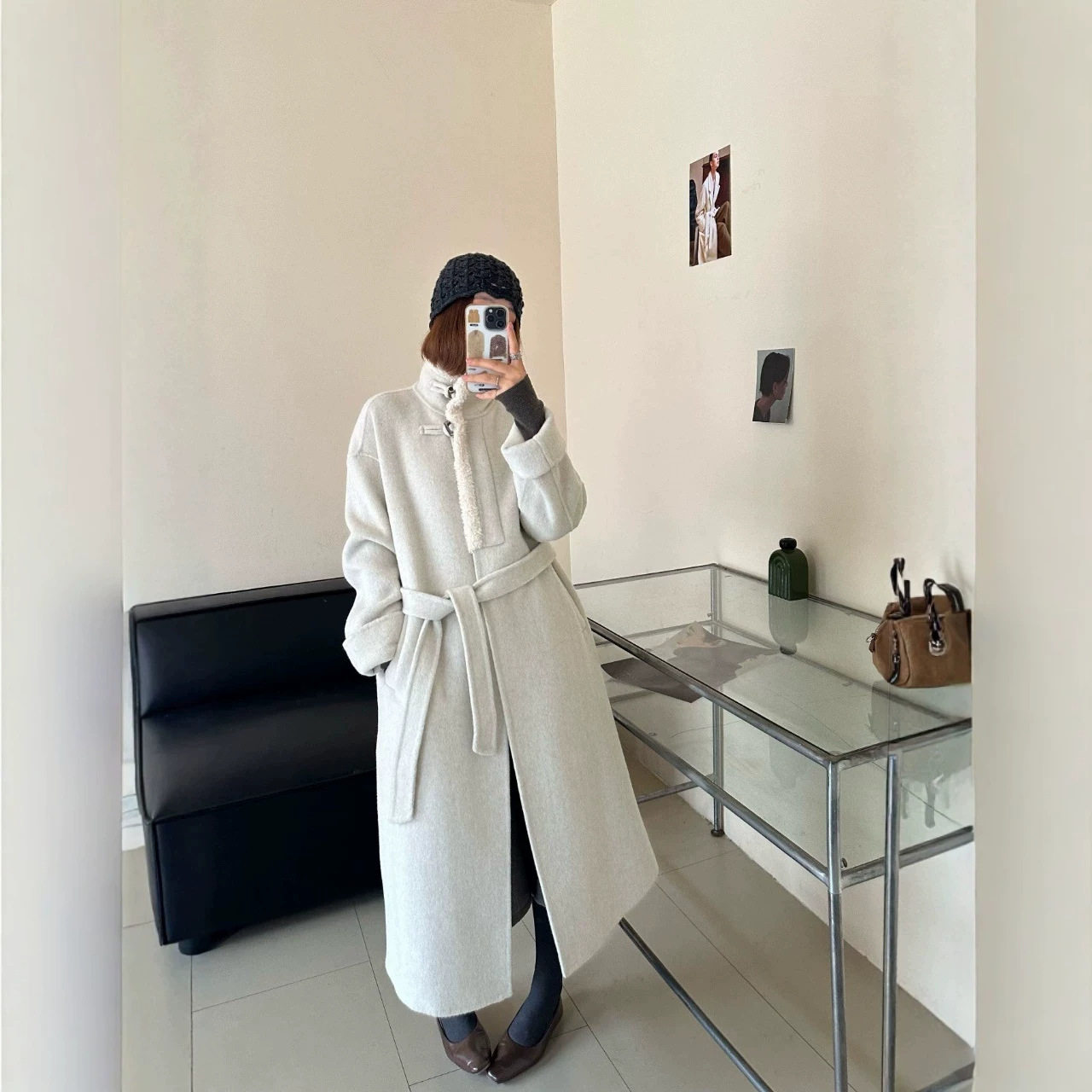 秋冬韩版显瘦双面羊毛呢大衣女