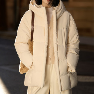 高级感连帽鹅绒服 95白鹅绒中长款外套 平湖女装2026冬季新款女款