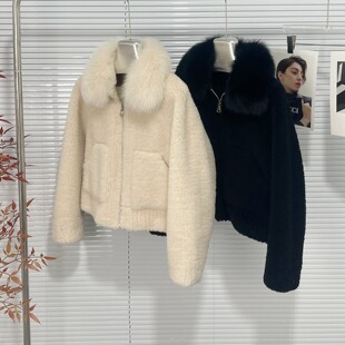 雪境漫游100羊毛羊剪绒皮毛一体真狐狸毛领皮草外套女冬大衣2026