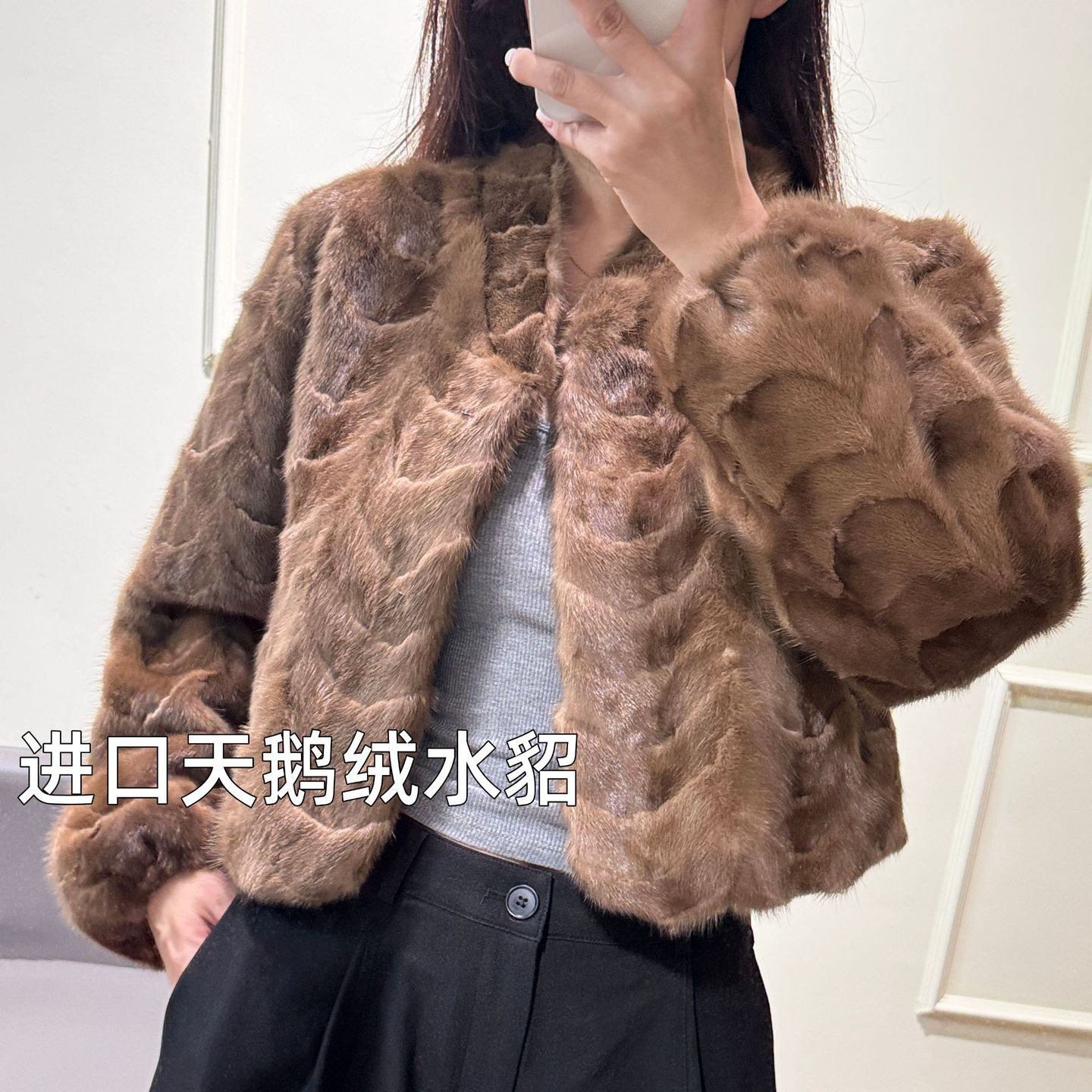 2026海宁立领显瘦水貂大衣女士
