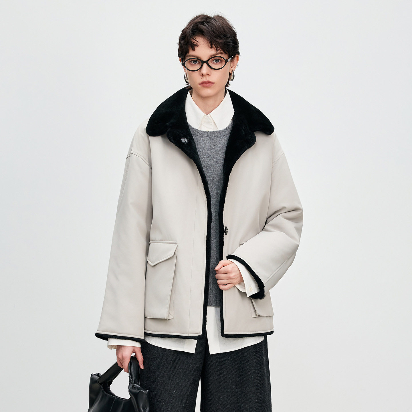 品牌派克服女皮草外套毛衣獭兔毛内胆女装夹克2026年秋冬皮毛一体