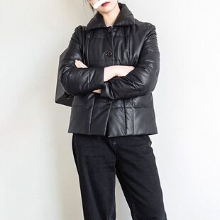 2026海宁冬季真皮绵羊皮羽绒服 IMMI同款宽松保暖女式皮衣外套