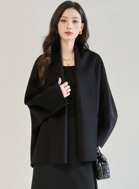 26冬季极简ROW风 绵羊毛双面呢摩登气场蝙蝠袖宽松大衣外套26605