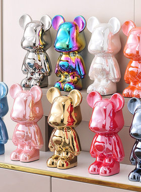 网红暴力熊客厅电视柜轻奢高档陶瓷酒柜装饰品摆件家居存钱罐新家