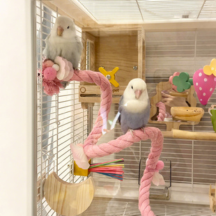 牡丹鹦鹉玩具攀爬绳子站杆磨牙磨爪自嗨神器鹦鹉笼子布置造景用具