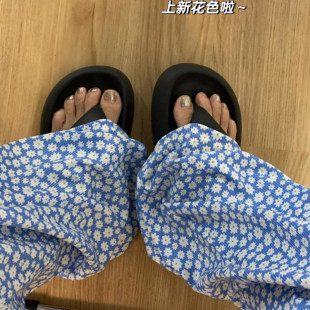 休闲阔腿裤 仙女凉凉裤 夏季 薄款 碎花遛弯裤 防晒空调裤 冰丝遛弯裤