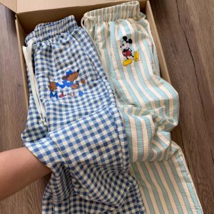 凉凉裤 腊肠狗格子裤 宽松慵懒风可爱印花夏日轻薄款 夏遛弯裤 子女款