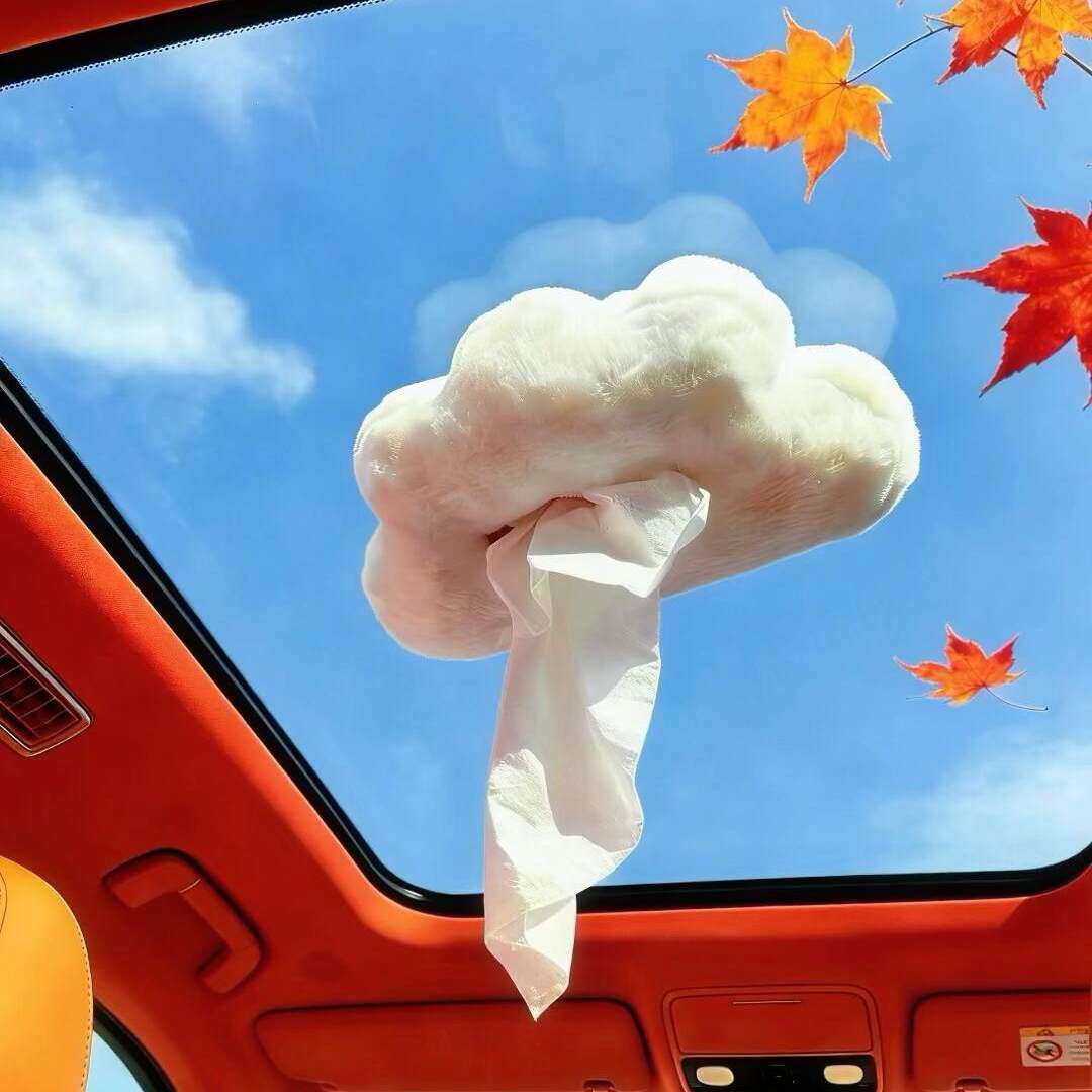 云朵车载纸巾盒可爱车内装饰品治愈系男女生天窗吸盘抽纸收纳挂袋