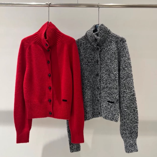 【商场同款】艾诺丝2025冬款女装宽松百搭翻领针织开衫 4019/4148