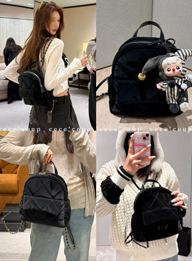 cece coup限时下架！11/24 新品  25FW 菱格丝绒双肩包休闲小书包