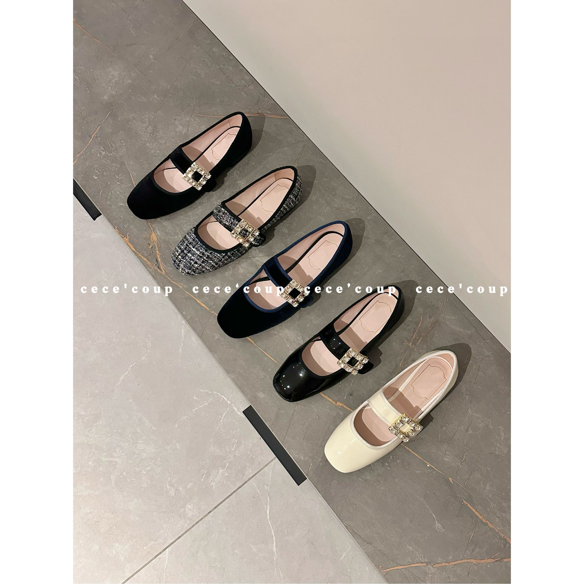 cececoup 爱了爱了~水钻扣玛丽珍鞋单鞋