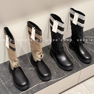 cece coup 闭眼冲！09/01新品 25FW 经典字母刺绣骑士靴 高筒长靴