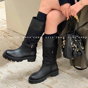 新品 cece 厚底褶皱骑士靴 敲上镜 25FW 高筒长靴女 coup