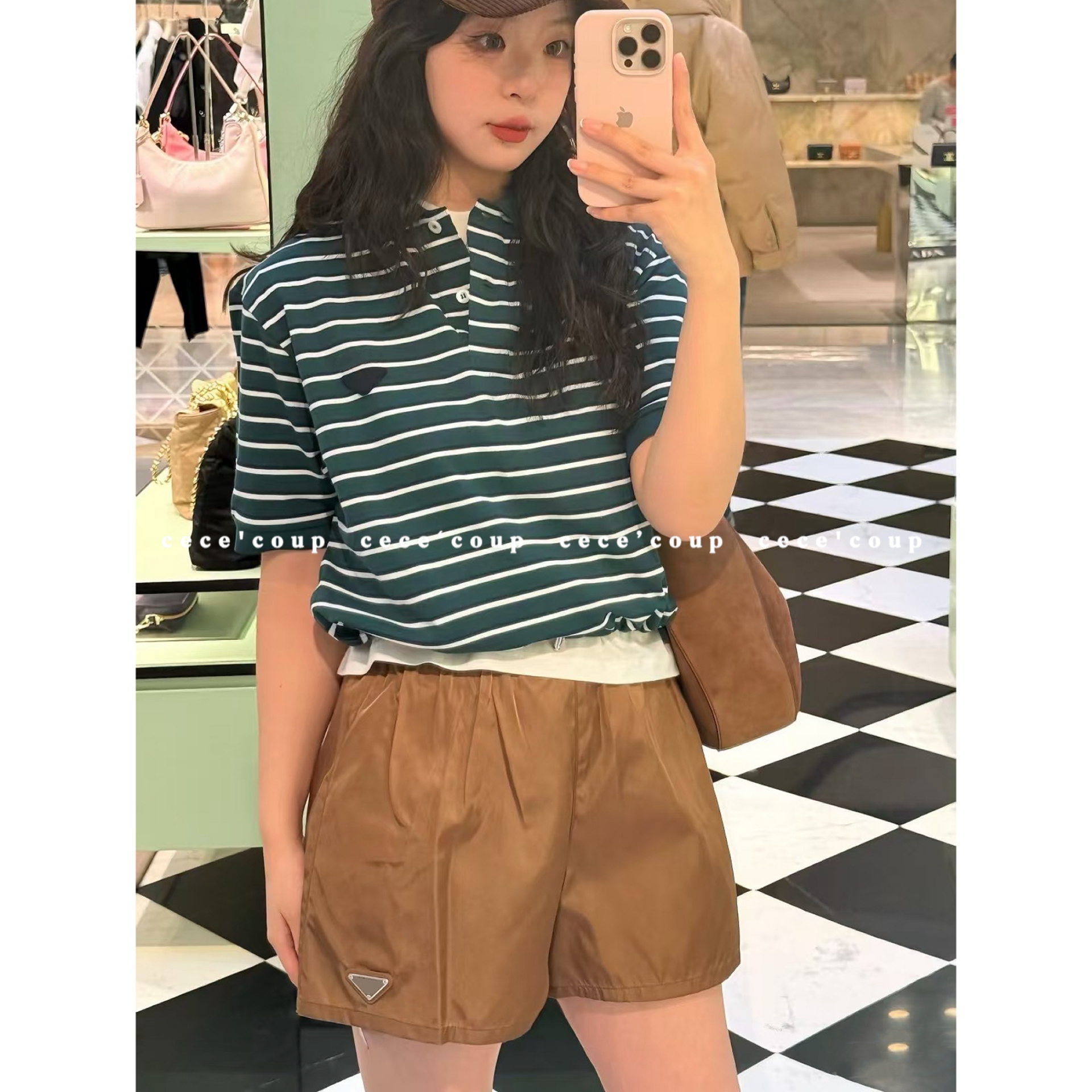 25ss三角标高腰宽松短裤女