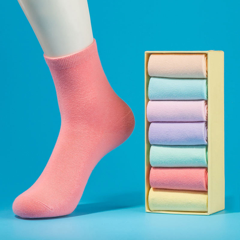 袜子女士秋冬季中筒袜冬天纯棉长筒袜糖果色棉袜纯色长袜防臭女袜,女士内衣/男士内衣/家居服,中筒袜,淘宝优惠券,粉丝福利购,淘宝优惠卷