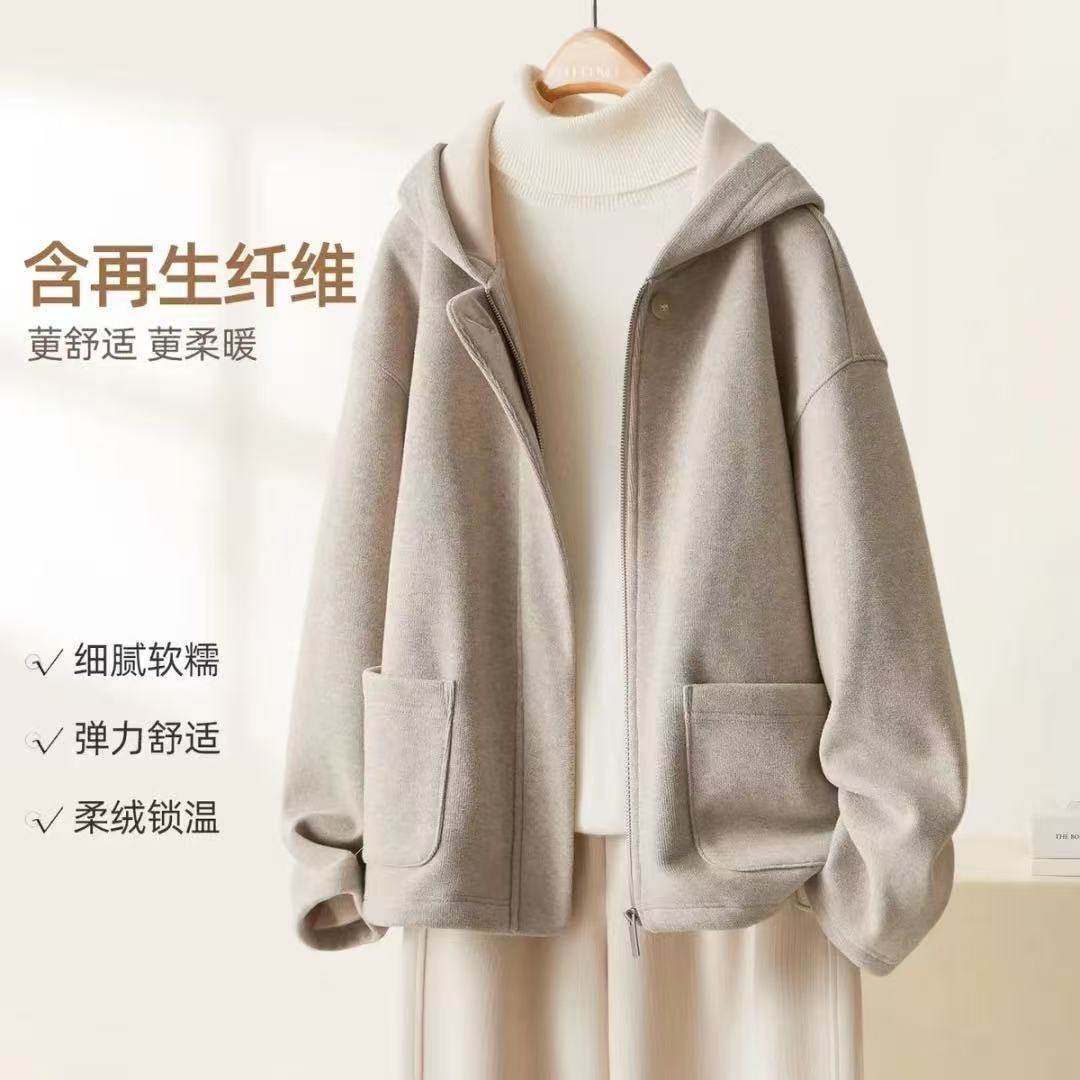 连帽夹克外套女秋冬加厚休闲外套