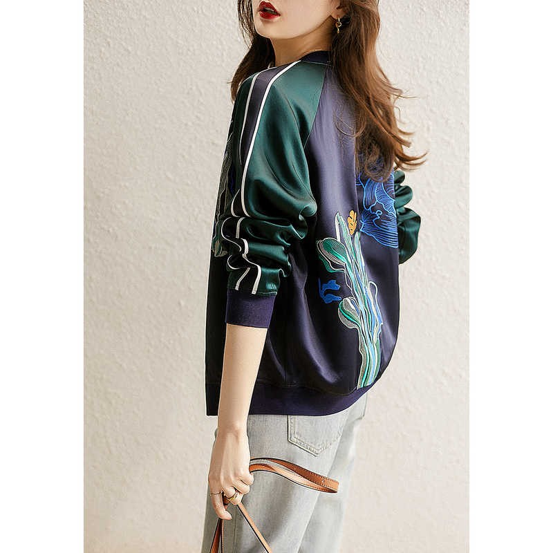 正品哥弟新款专柜尾货清仓重工撞色刺绣棒球服女秋时尚夹克短外套