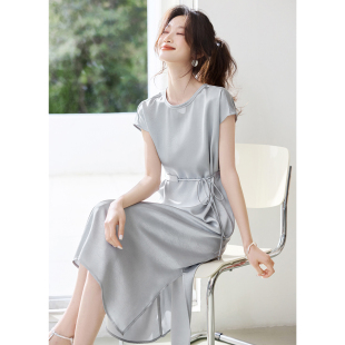 清仓捡漏~品牌撤柜蓝绮云章新中式设计光泽感连衣裙夏季连衣裙