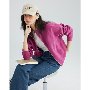 奥特莱斯大牌女装外贸清仓立领双插袋卫衣春秋款分割设计薄外套