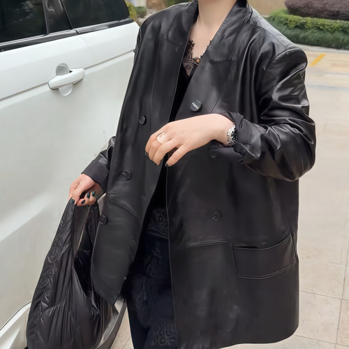 高级百搭通勤休闲宽松款式皮西装