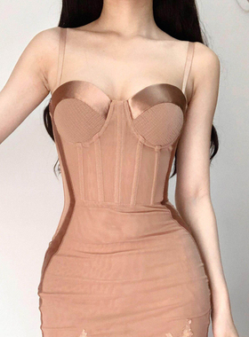 suermm rsoe国泰小众性感吊带抹胸连衣裙气质鱼骨紧身礼服包臀裙