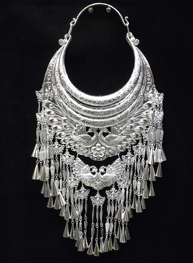 云南苗银孔雀流苏挂脖项圈