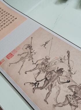 钱榖钟馗嫁妹图嘉德卷复古书画人物长卷宣纸真迹微喷复制装裱装饰