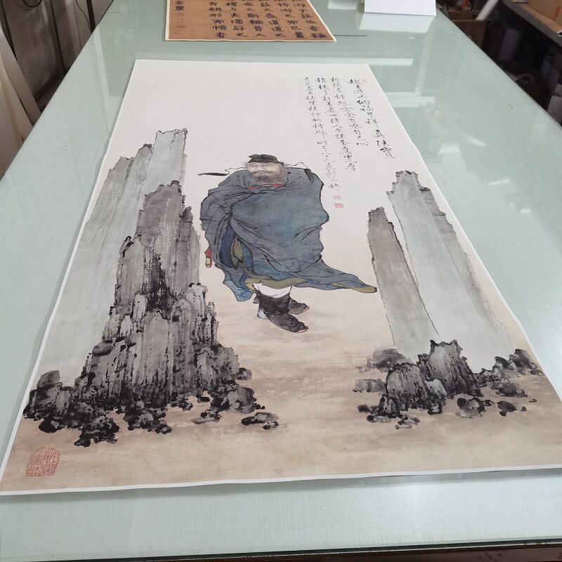 夏荆山 《钟馗画像》 复古书画人物国画真迹微喷仿古挂轴装裱装饰