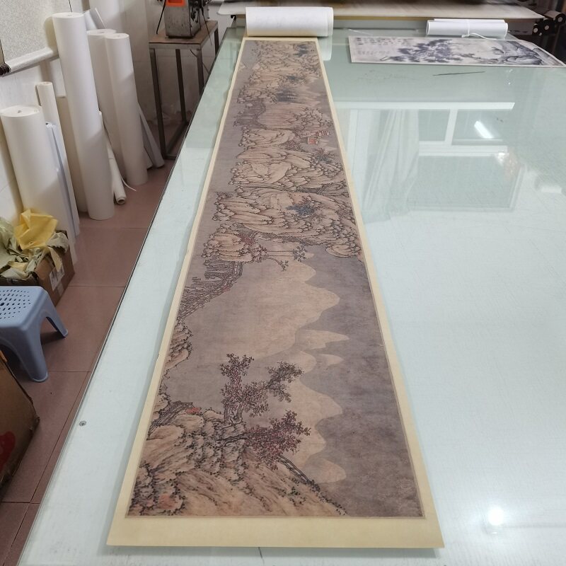 沈周《剑阁图 》复古书画合璧山水国画真迹微喷仿古画芯手卷装裱