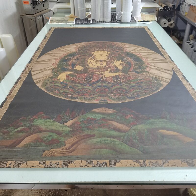 日本 虚空藏菩萨像 复古书画人物佛像真迹微喷仿古复制玄关装饰画