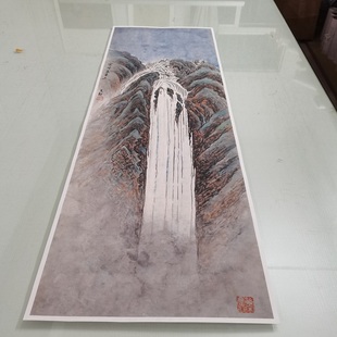 近代何香凝《 设色山水图》 复古书画山水国画真迹微喷挂抽装饰画