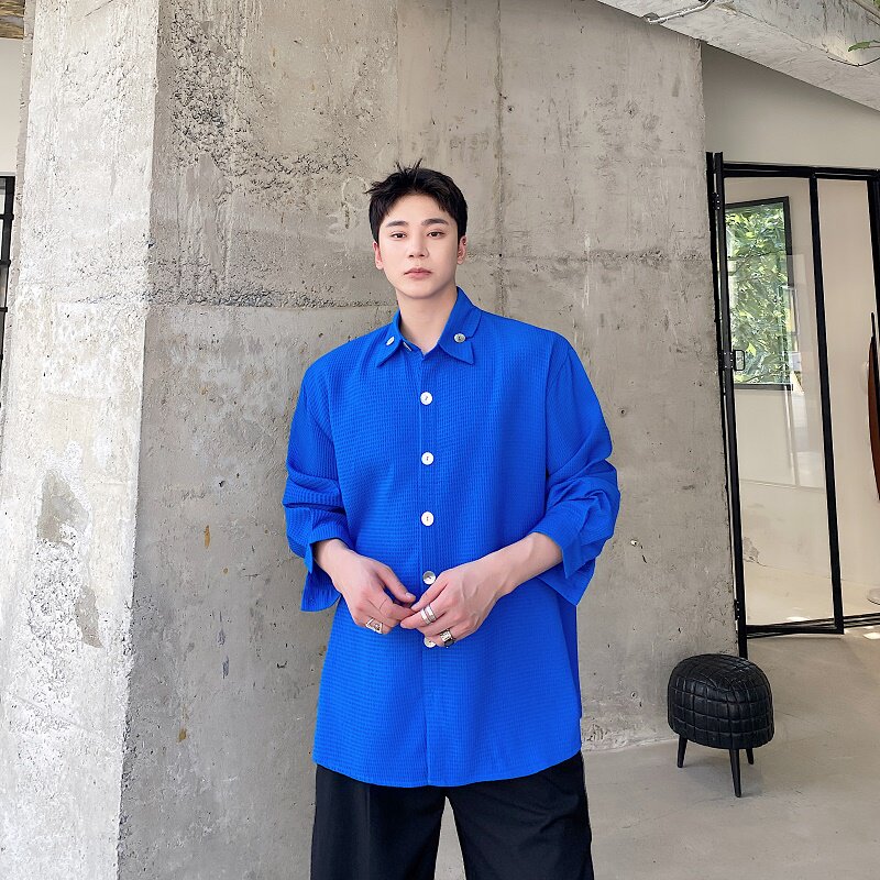 黑色纯棉长袖衬衫男款秋季cleanfit美式复古衬衣日系穿搭工装外套,男装衬衫,电商A246