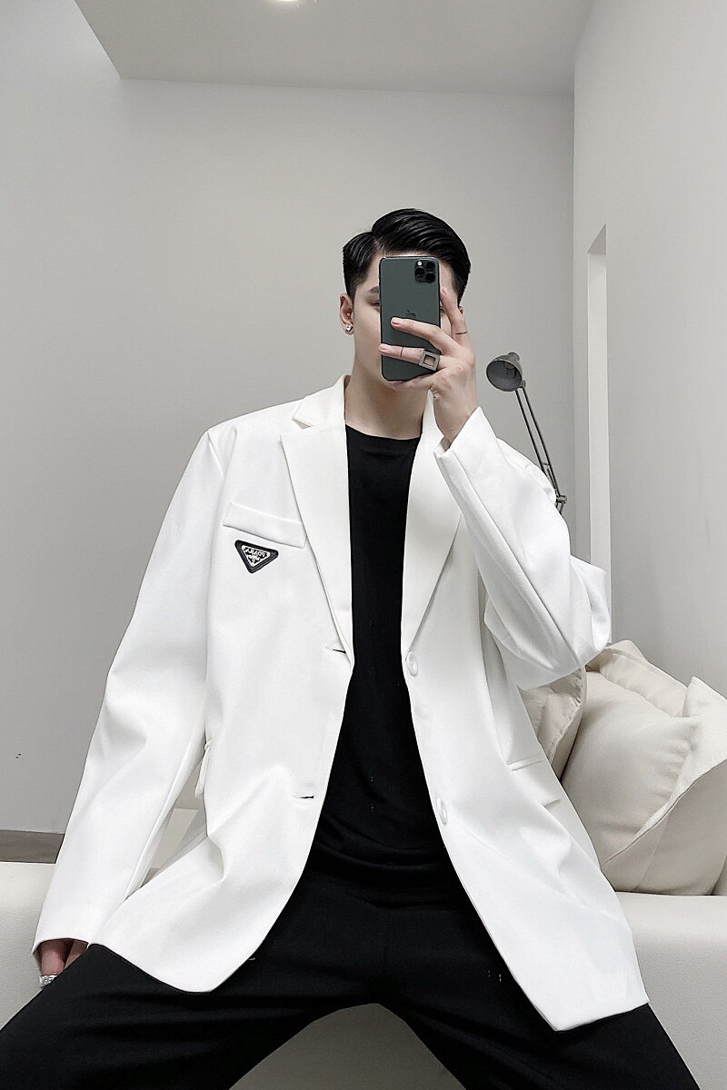 INS潮流时髦三角标简约风百搭气质宽松休闲西服A261-9937-P105,男装西服,电商A246