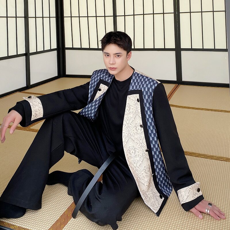 高端轻奢风定制设计款拼接撞色宽松痞帅休闲西服外套3670-P125,男装西服,电商A246