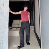 春夏新款立领拉链短款针织弹力背心痞帅潮流百搭款坎肩MY61P70，男装背心/马甲，电商A246