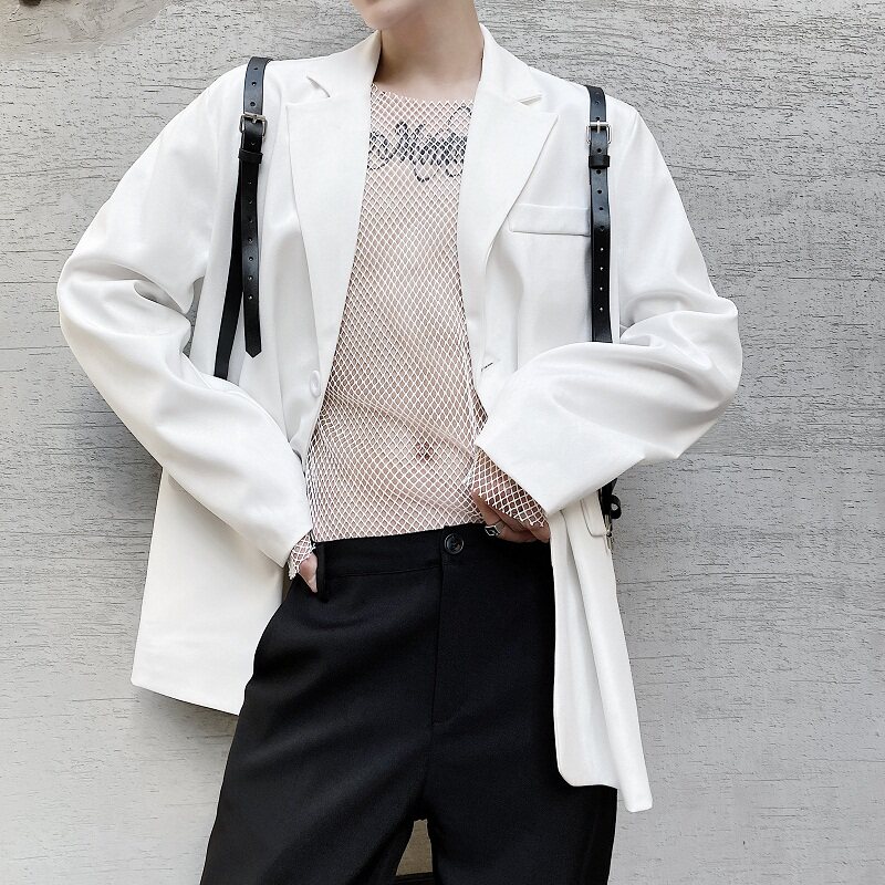 纯白个性设计皮带造型百搭西服A246-9939-P125(赠皮带）,男装西服,电商A246