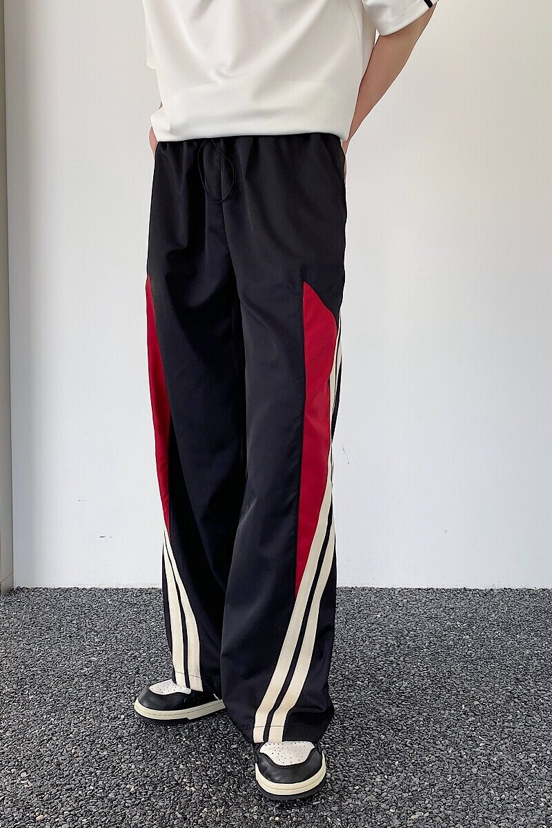 设计感撞色拼接休闲潮流个性直筒长裤A246-3504-P75,男装休闲裤,电商A246