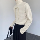 秋冬新中式肌理纹半高领盘扣男女长袖卫衣打底衫潮流复古3531P75，男装T恤，电商A246