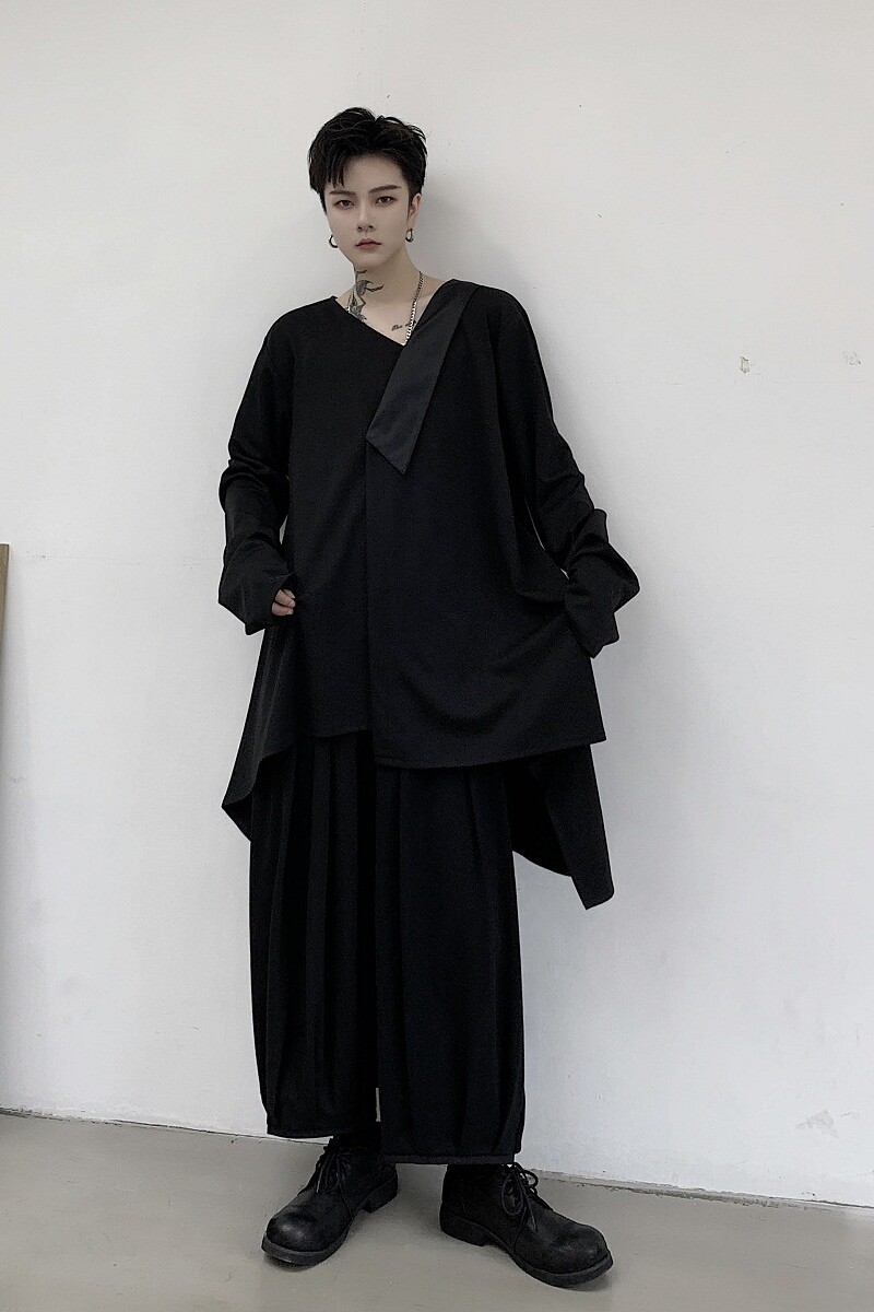 山本暗黑个性不规则下摆潮流设计长袖7607-P65,男装卫衣,电商A246