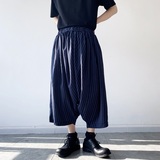 山本风夏季个性条纹宽松阔腿裤潮流复古亚麻八分裤男K01P55，男装休闲裤，电商A246