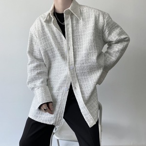 高级感手工立体亮丝翻领长袖衬衫男痞帅雅痞A246-5008-P115