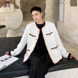 小香风外套男短款粗花呢编织圆领夹克上衣A246-5019-P125，男装夹克，电商A246