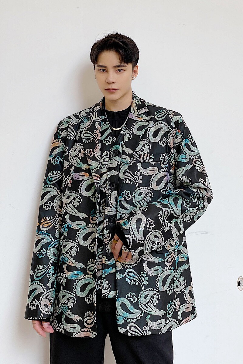小众个性两件套设计师款工艺印花潮流时髦休闲复古西服2347-P135,男装西服,电商A246