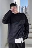 潮流原创小众个性抽带不规则下摆圆领时髦长袖T卫衣2352-P65，男装T恤，电商A246