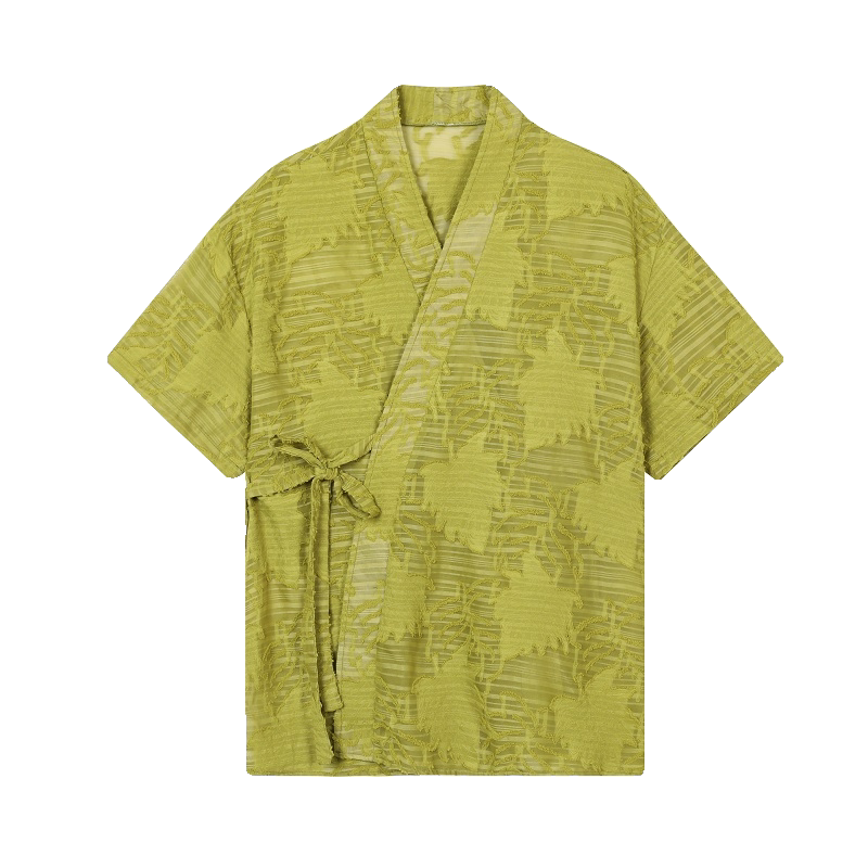 夏季新中式镂空花卉禅意绑带短袖男女衬衣风复古衬衫9778P80,男装衬衫,电商A246