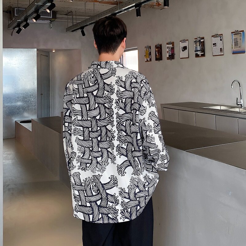 设计款印花复古西服领衬衣韩版雅痞时髦上衣A246-3628-P85,男装西服,电商A246